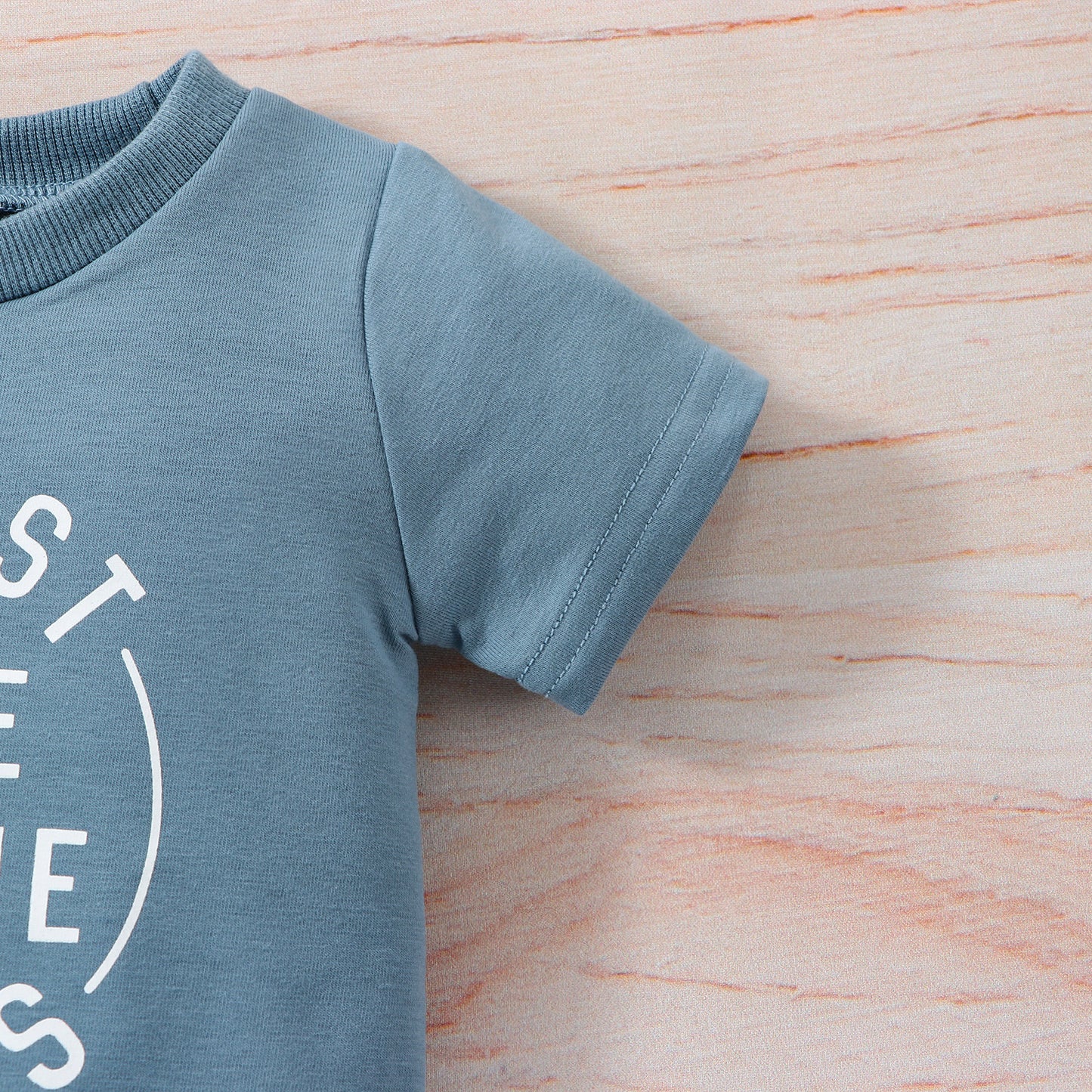 Spring And Summer Wear Western Style Baby Clothes Shirt Printed Letters Solid Color Shorts