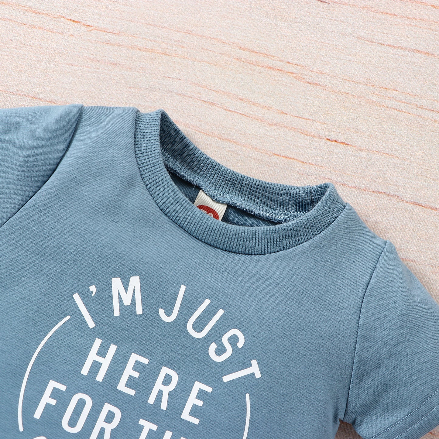 Spring And Summer Wear Western Style Baby Clothes Shirt Printed Letters Solid Color Shorts